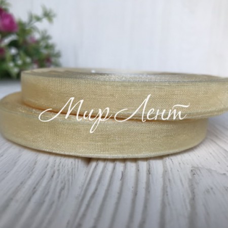 Органза 0,9 см, молочный, рулон 45 м