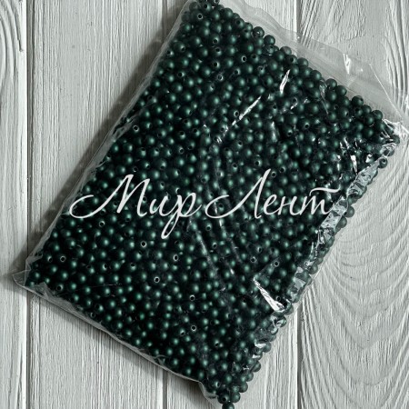 Бусина гальваника (матовая), 12 мм, темно-зеленая, упаковка 500 г