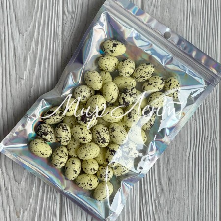 Пасхальные яйца (L00722), 1,8х2,5 см, светло-желтые с черным, упаковка 50 шт.