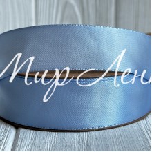 Атлас двусторонний (премиум), 2,5 см, голубой, рулон 23 м