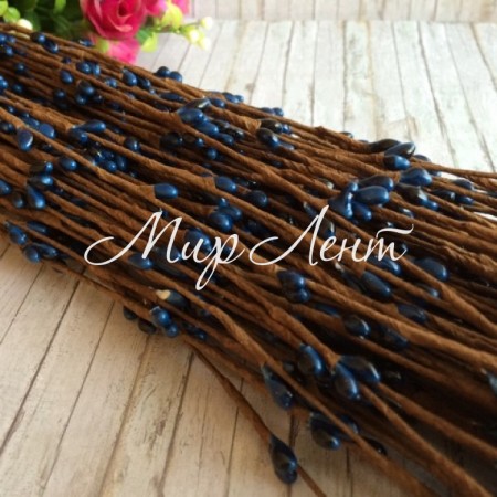 Декоративная ветка с тычинками, 40 см, сапфировый, упаковка 100 шт.