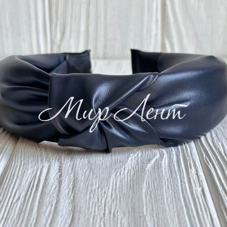 Обруч чалма з екошкіри однотонний, 4 см, сапфіровий, шт.