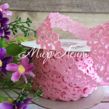 Лента-кружево, 2 см, светло-розовый, рулон 20 м