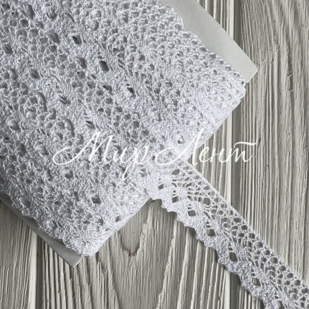 Кружево вязаное Санта (D030050), 2 см, белое, рулон 45 м