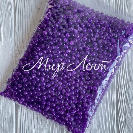 Бусина "битое стекло", 8 мм, темно-фиолетовая, большая упаковка 500 г