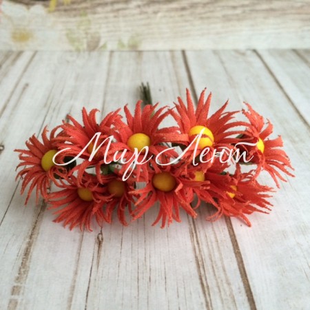 Ромашка рваная, 2,5 см, красная, упаковка 120 шт.