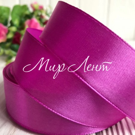 Атлас 2,5 см, бузковий, рулон 33 м