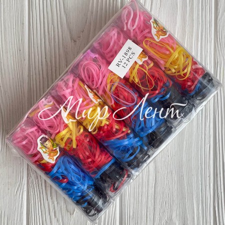 Резинки силиконовые в колбе, 2,2 см, черно-сине-красные, упаковка 12 шт.