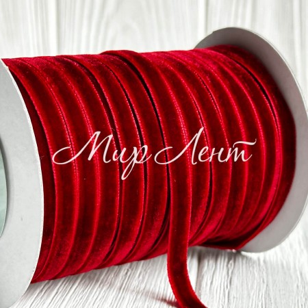 Лента велюр, 0,6 см, бордовый, рулон 45 м