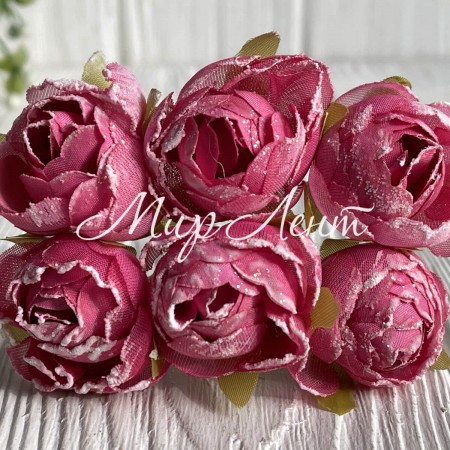 Піон тканевий з білим кантом, 3,5 см, малиновий, упаковка 48 шт.