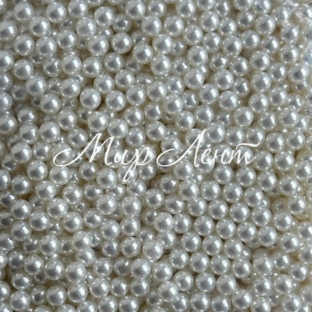 Жемчуг (пластик) для установки на прессе (без отверстия), 6 мм, белый, упаковка 500 грамм