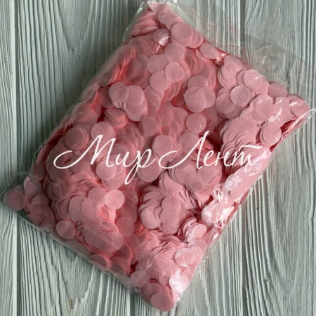 Наполнитель конфети (кружочки), 12 мм, светло-розовый, упаковка 100 г 
