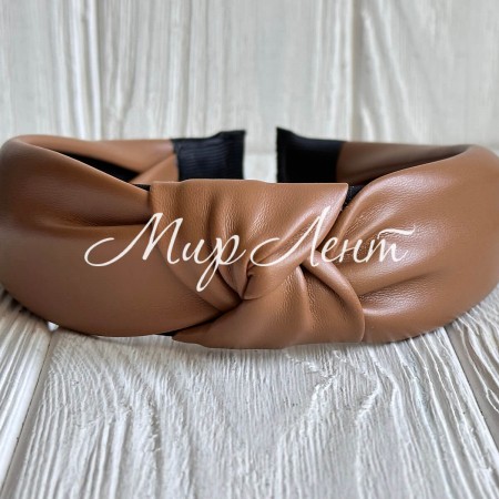 Обруч чалма из экокожи однотонный, 4 см, карамельный, шт.