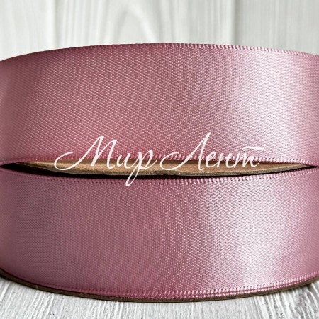 Атлас двусторонний (премиум), 2,5 см, бежево-пудровый, рулон 23 м