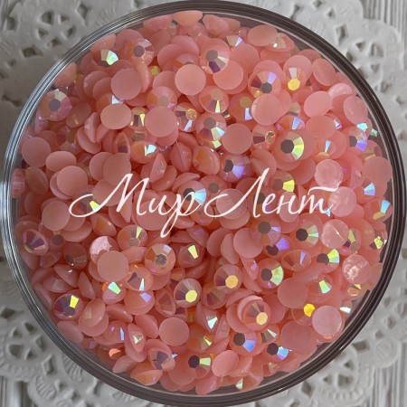 Стразы непрозрачные с перламутром, 6,5 мм, розово-персиковый, упаковка 10000 шт.
