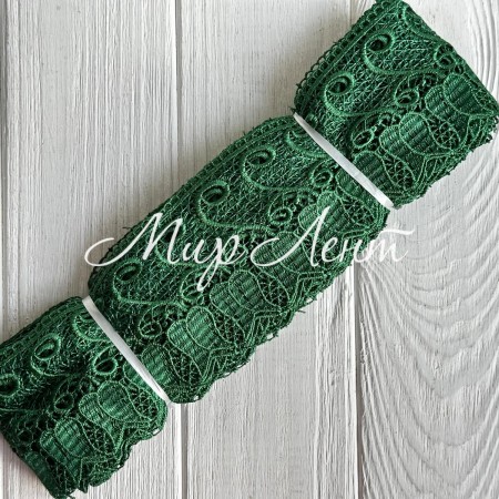 Кружево макраме Тюльпан, 7 см, зеленое, рулон 9 м
