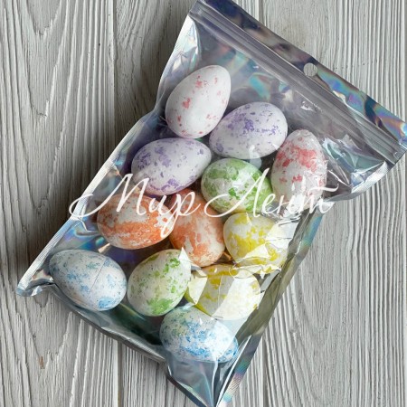 Пасхальные яйца (L00741), 3х5 см, белые с цветным, упаковка 12 шт.