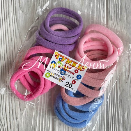 Резинка нейлон, 5 см, пастельный микс, упаковка 20 шт.