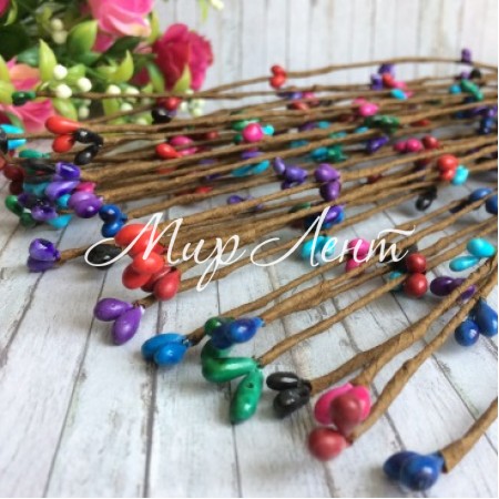 Декоративная ветка с тычинками, 40 см, Микс темный, упаковка 100 шт.