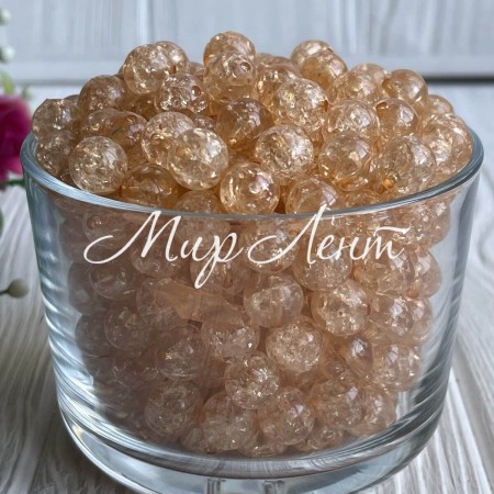 Бусина "битое стекло", 10 мм, персиковый, упаковка 250 г