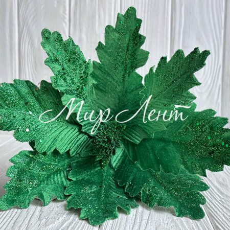 Пуансеттия бархатная (С30266), 30х30 см, зеленая, шт.