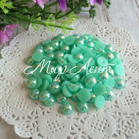 Полубусина 8 мм, мятный перламутр, упаковка 250 г