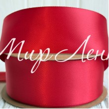 Атлас двусторонний (премиум), 3,8 см, красный, рулон 23 м