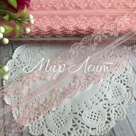 Кружево паутинка, 4 см, персиковый, рулон 270 м