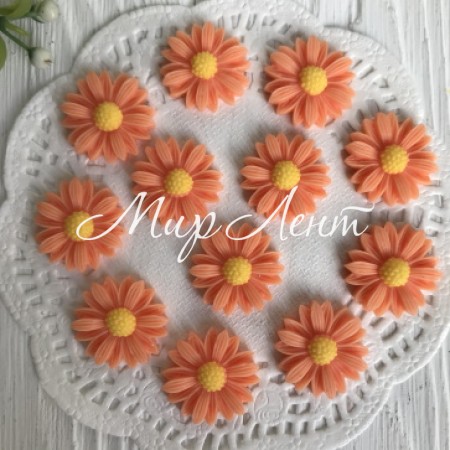 Серединка маргаритка, 2,2 см, темный персик, упаковка 100 шт.