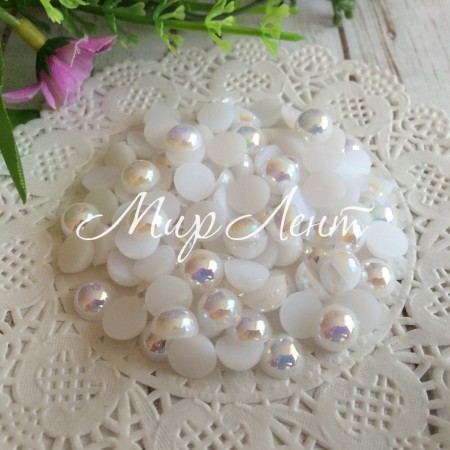 Полубусина 8 мм, белый перламутр, упаковка 250 г