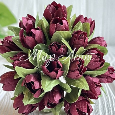 Подснежник, 2 см, бордовый, пучек из 20 цветочков