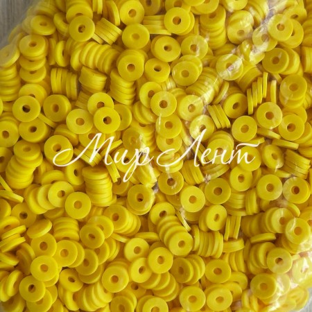 Плоскі намистини, 6 мм, жовті, маленька упаковка 50 г