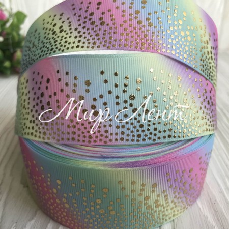 Репс с россыпью (фольга), 4 см, пастельная диагональ, рулон 23 м