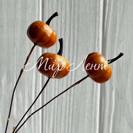 Гарбуз маленький на проволоці, 3 см, темно-жовтий, упаковка 100 шт.
