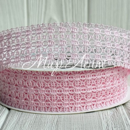 Лента вязаная D30320, 2,5 см, светло-розовая, рулон 11,5 м