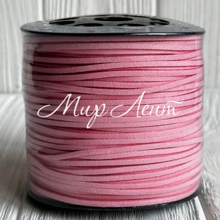 Шкіряний шнур, 0,26х1,4 см, рожевий, рулон 90 м