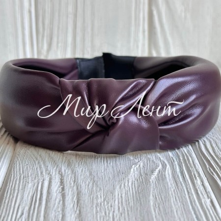 Обруч чалма из экокожи однотонный, 4 см, вишневый, шт.