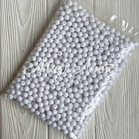 Бусина акриловая, 10 мм, белая, упаковка 500 г