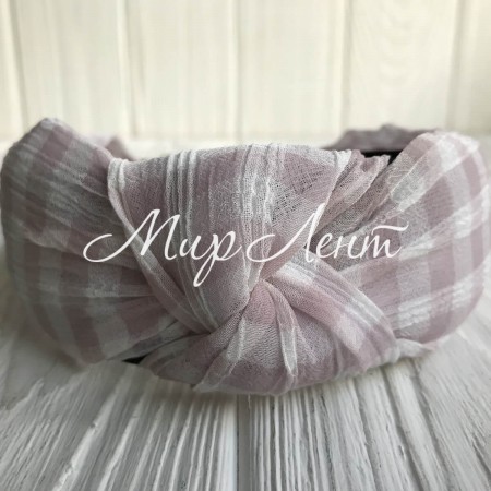 Обруч чалма шотландка, 4,5 см, розово-белый, шт.