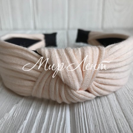 Обруч чалма трикотаж мустанг, 3 см, молочный, шт.