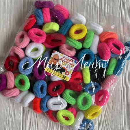 Резинка махровая, 3,5 см, цветной микс, упаковка 80 шт.