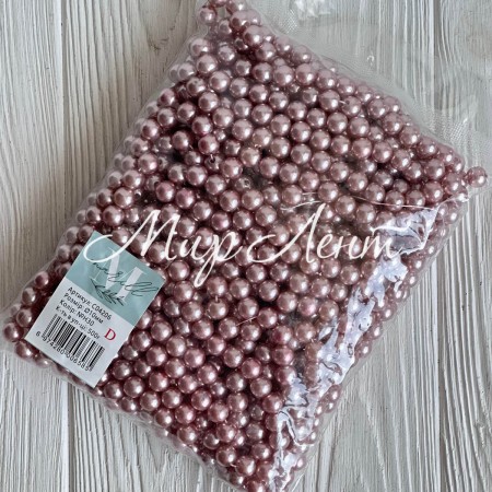 Жемчуг на нити Vip, 10 мм, пыльная роза, упаковка 500 г