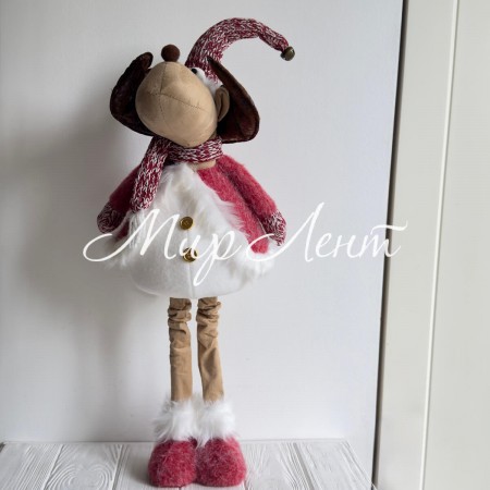 Олень новогодний на ножках (L01146), 26х15х18/78 см, красный, шт.