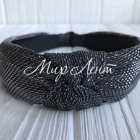 Обруч чалма блеск, 3 см, черный с серебром, шт.