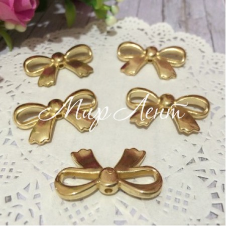 Бантик (пластик), 30х17 мм, золото, упаковка 500 шт.