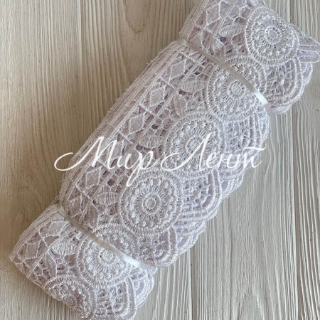 Кружево макраме широкое (KMS-11), 10,5 см, белое, рулон 9 метров
