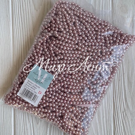 Жемчуг на нити Vip, 6 мм, пыльная роза, упаковка 500 г