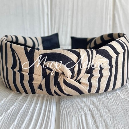 Обруч софт чалма, 4 см, чорна зебра на бежевому, шт.