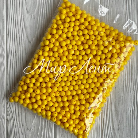 Бусина акриловая, 10 мм, желтая, упаковка 500 г