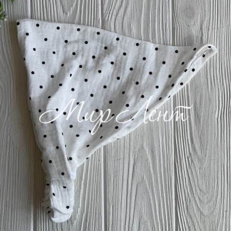 Муслиновая косынка в горох, 25х25 см, бело-черная, шт.